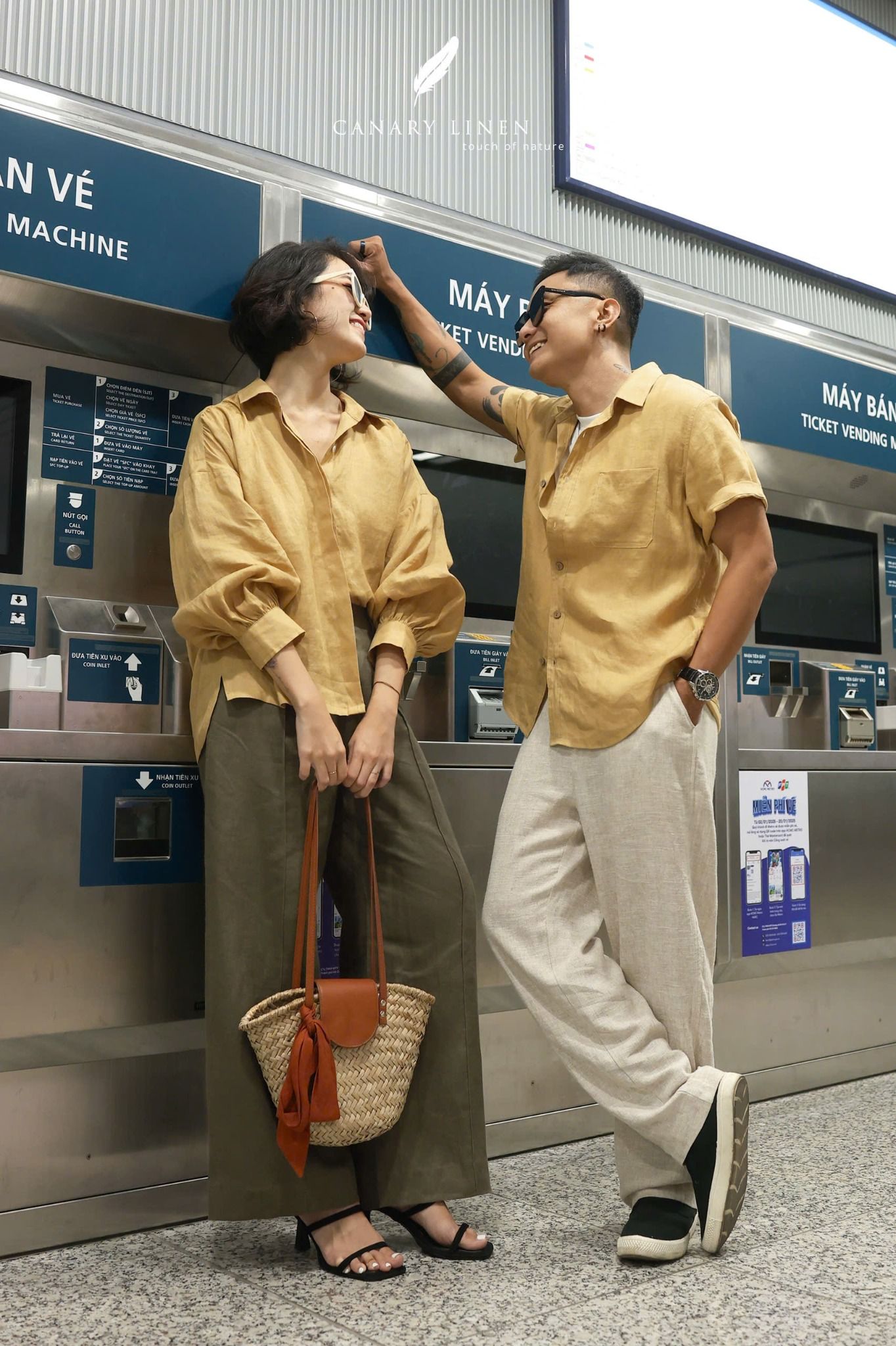  Áo sơ mi tay phồng - Vàng gừng 