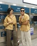  Áo sơ mi tay phồng - Vàng gừng 