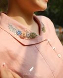 Áo tay phồng thêu cổ - Hồng cam 