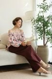  Áo trễ vai tay phồng - Hoa cam 5 cánh 