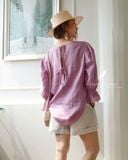  Áo lưng cột nơ sau - Tím violet 