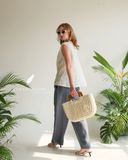  Quần ống suông gân giữa - Xám chì 