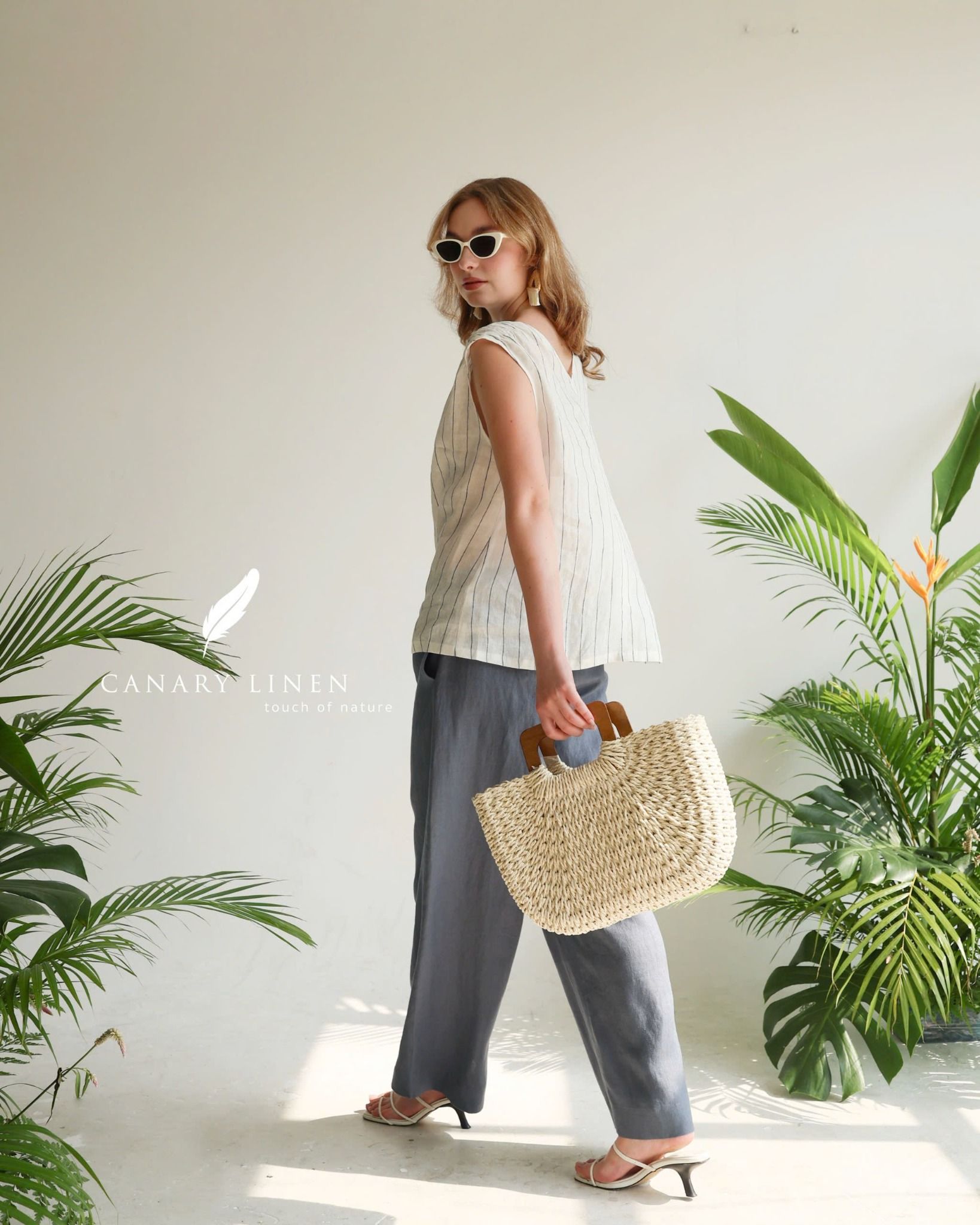  Quần ống suông gân giữa - Xám chì 