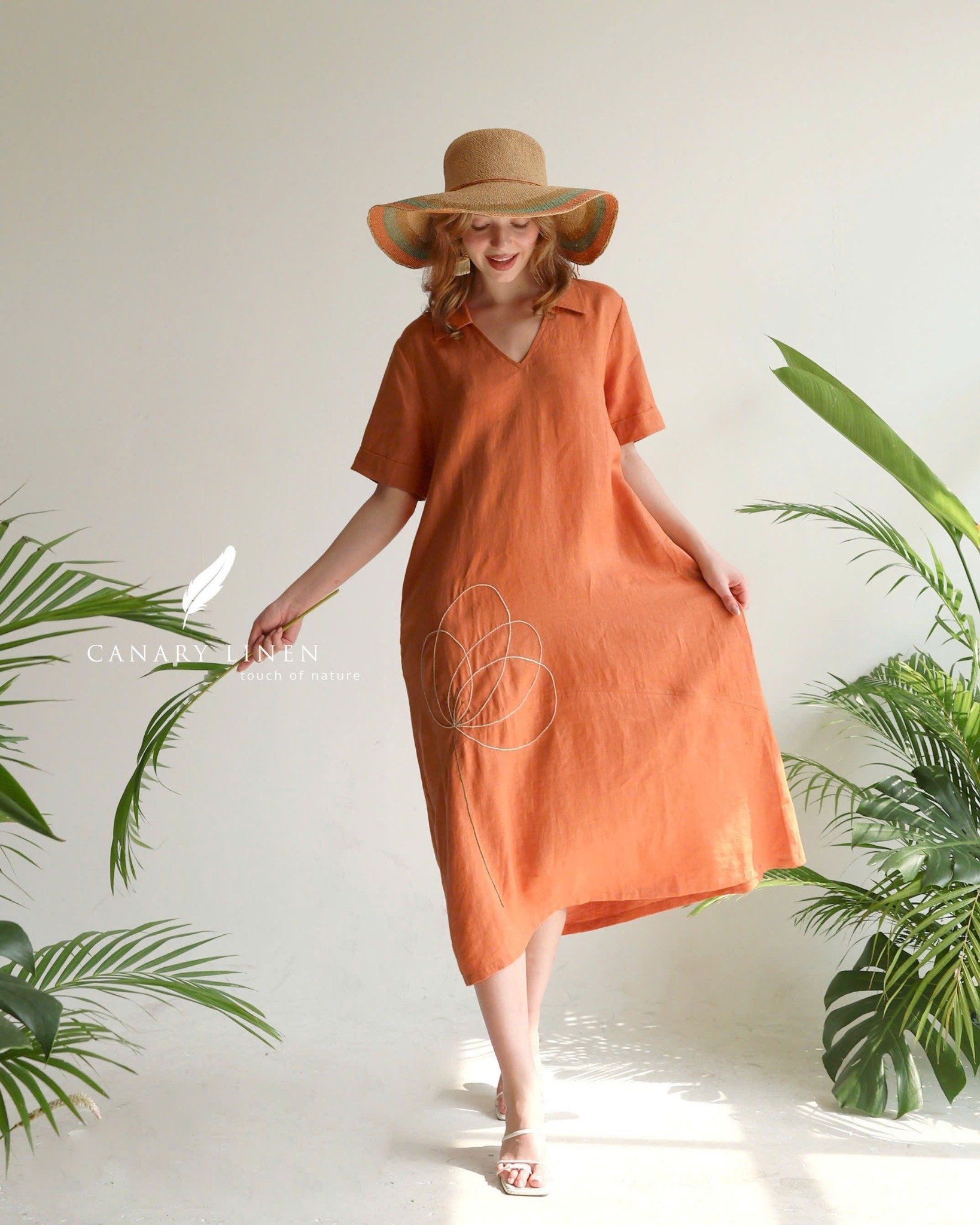  Poppia Dress - Cam cá hồi 