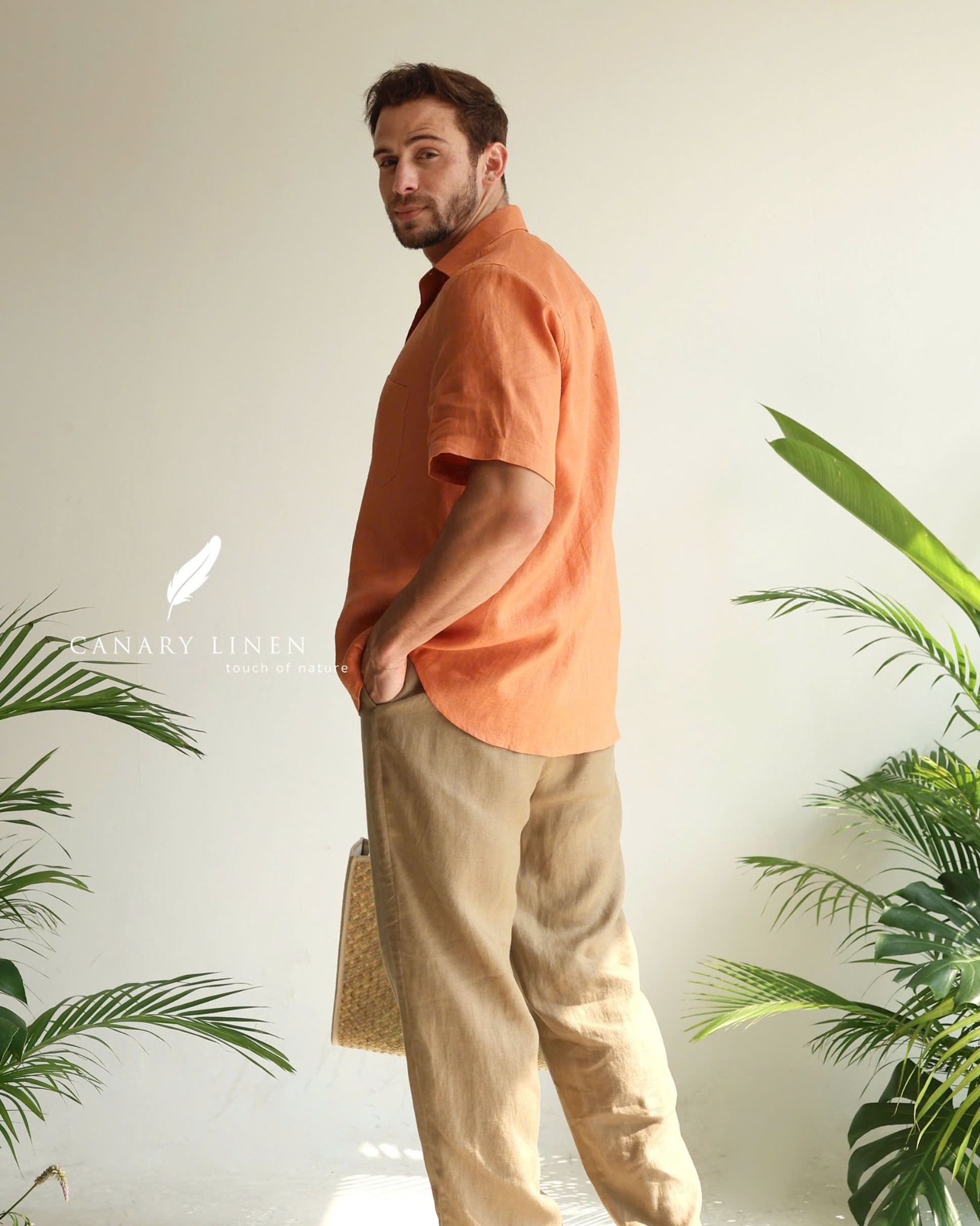  SharpLine Shirt - Cam cá hồi 