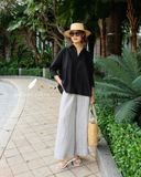  Áo sơ mi nút cài eo - Đen 