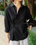  Áo sơ mi nút cài eo - Đen 