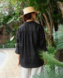  Áo sơ mi nút cài eo - Đen 