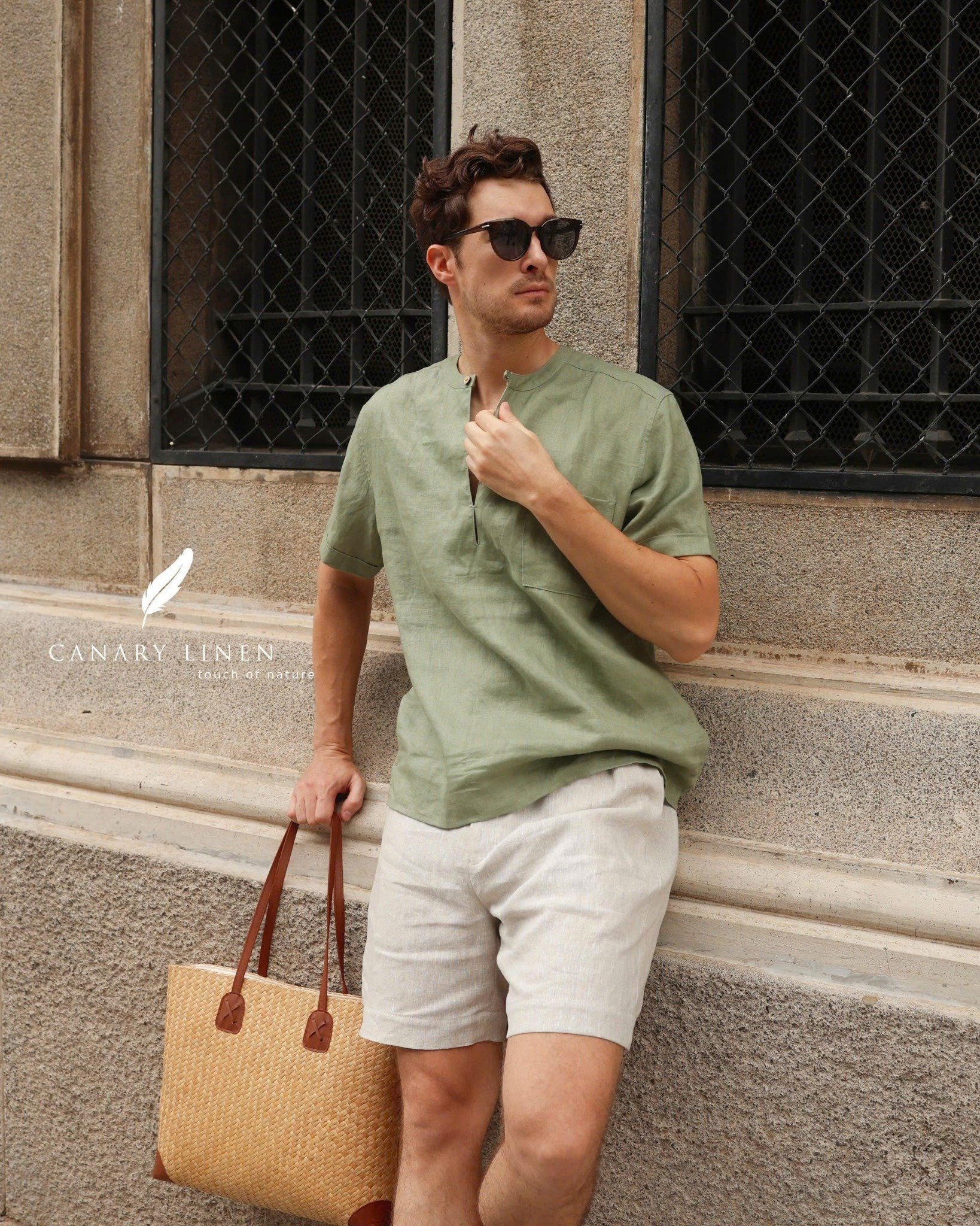  NAM - Quần shorts lưng thun cơ bản - Muối tiêu 