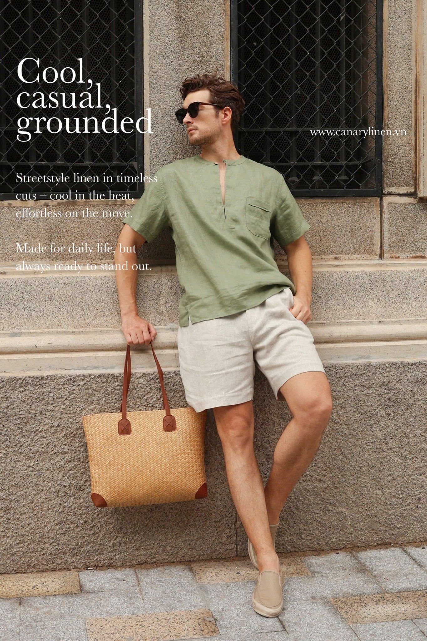  NAM - Quần shorts lưng thun cơ bản - Muối tiêu 