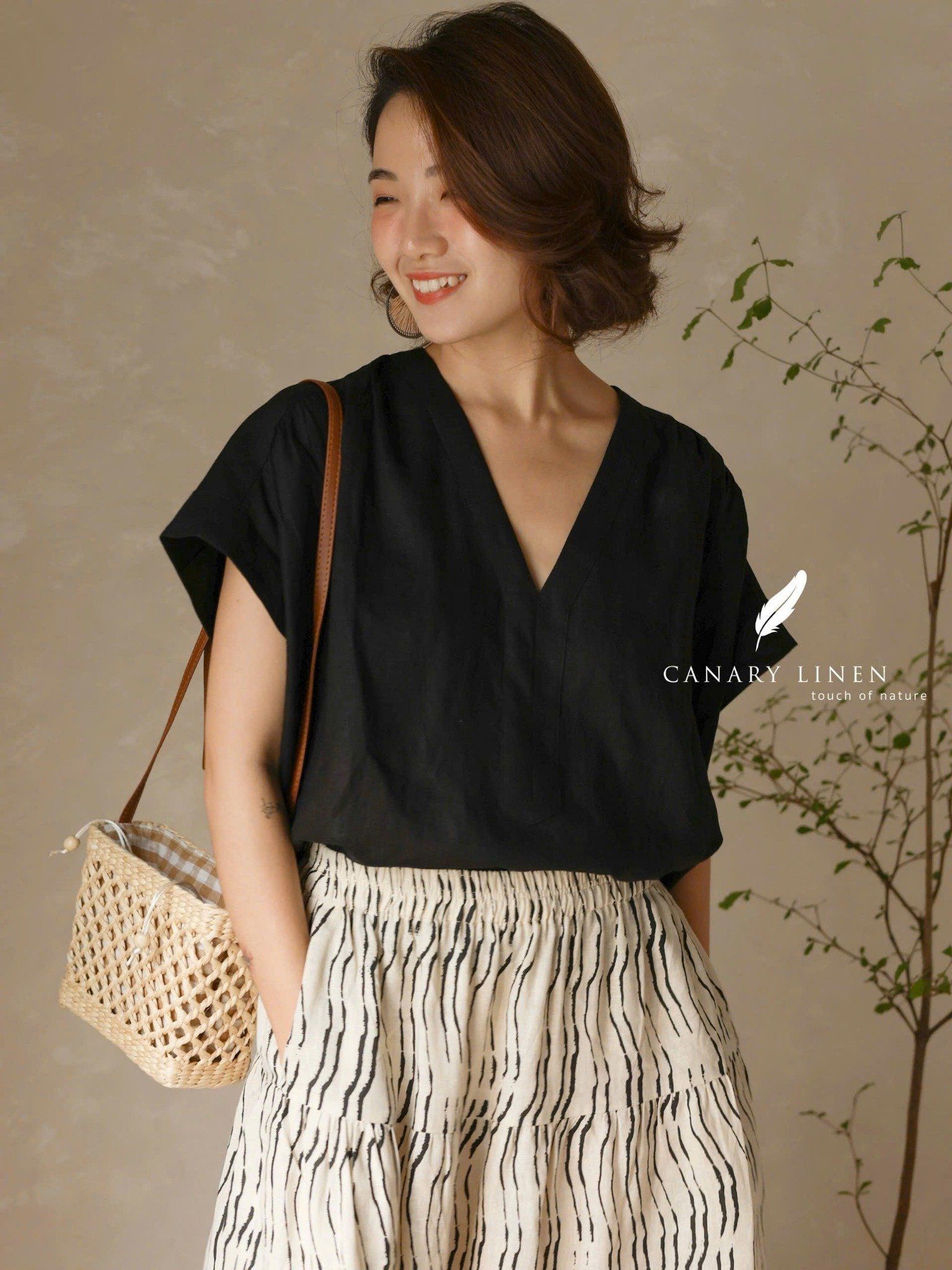  Tiered Maxi Skirt - Họa tiết kem - Freesize 