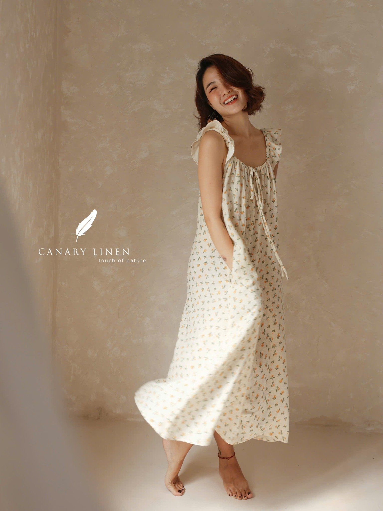  Luna Dress - Hoa nhí vàng - Freesize 