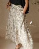  Tiered Maxi Skirt - Họa tiết kem - Freesize 