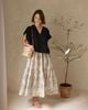 Tiered Maxi Skirt - Họa tiết kem - Freesize