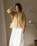  Áo sơ mi tay phồng - Vàng gừng 
