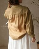  Áo sơ mi tay phồng - Vàng gừng 