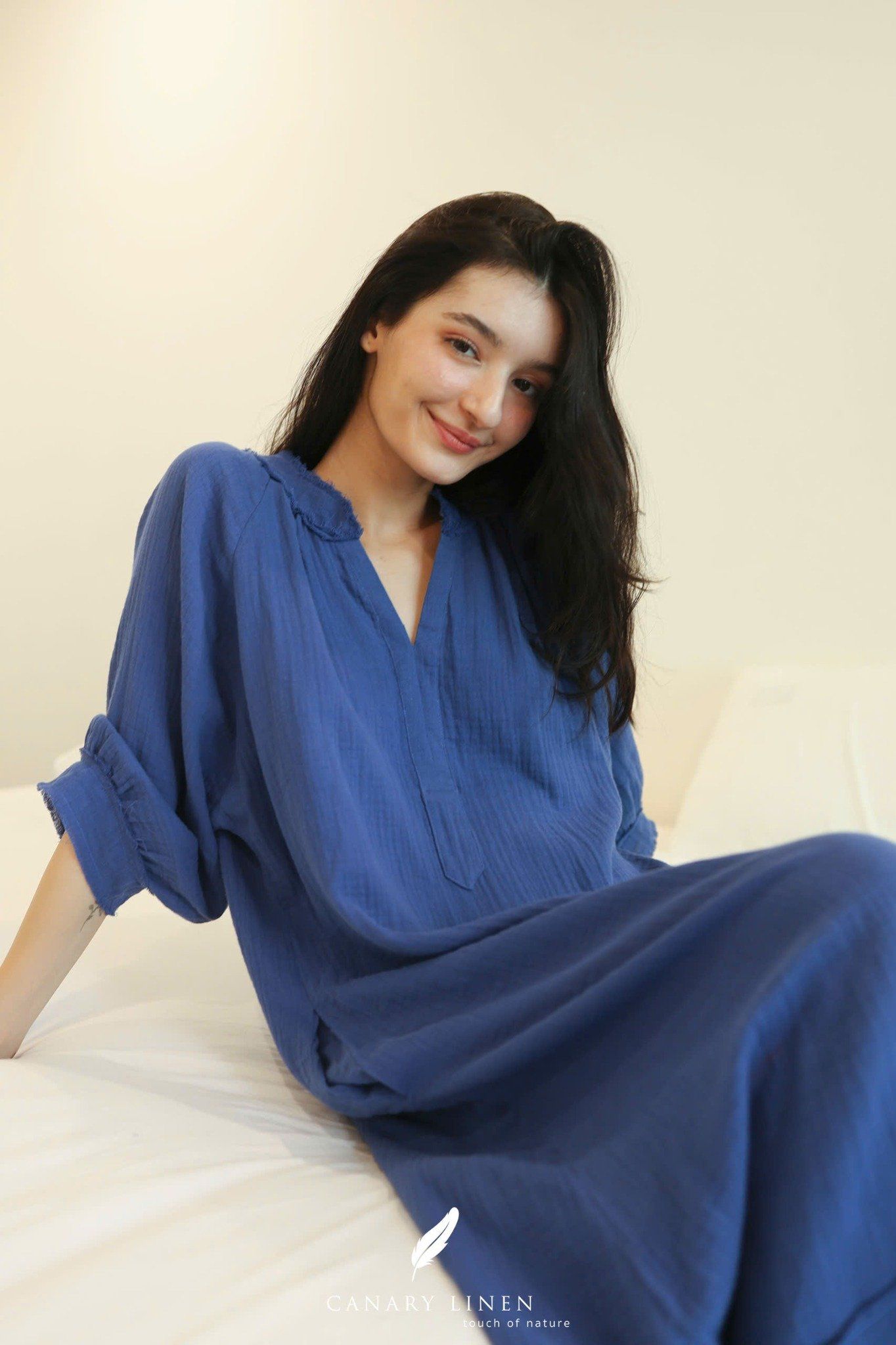  Clara Dress - Xanh indigo 