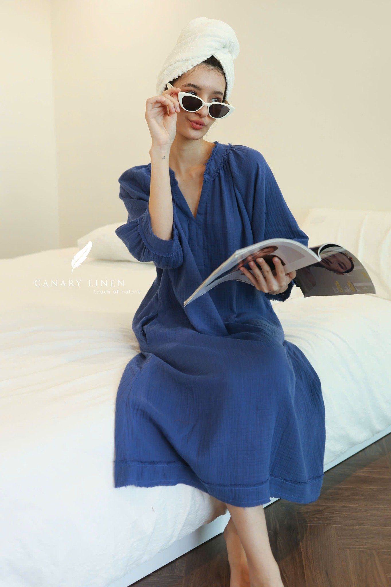  Clara Dress - Xanh indigo 