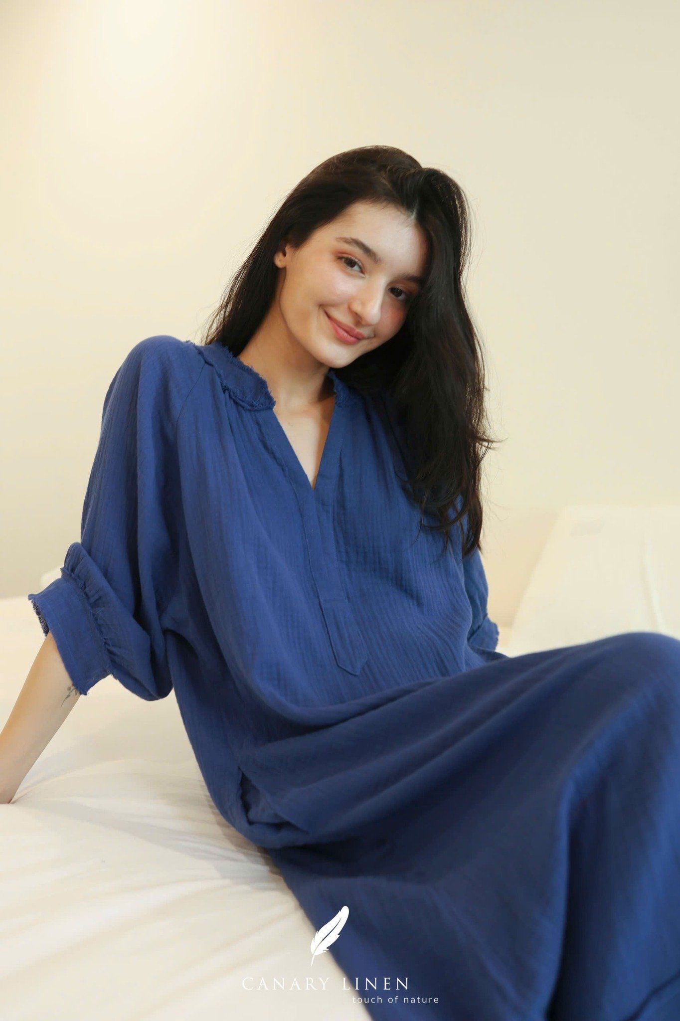  Clara Dress - Xanh indigo 