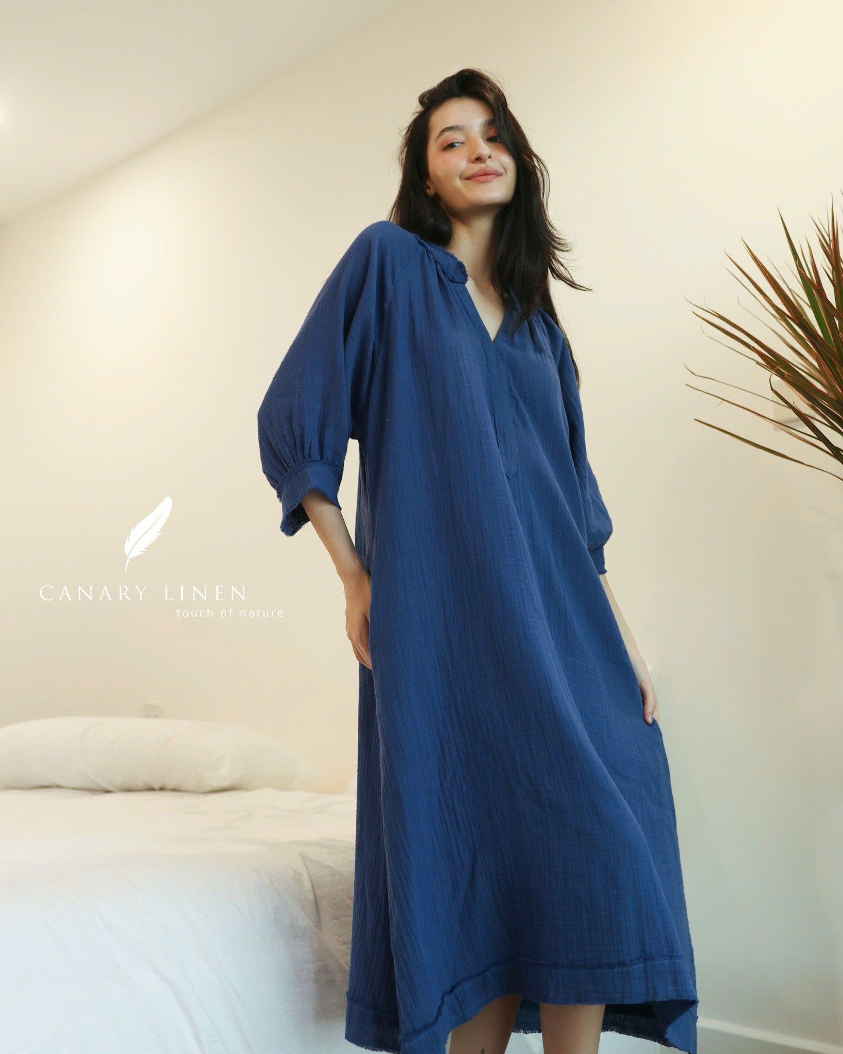  Clara Dress - Xanh indigo 