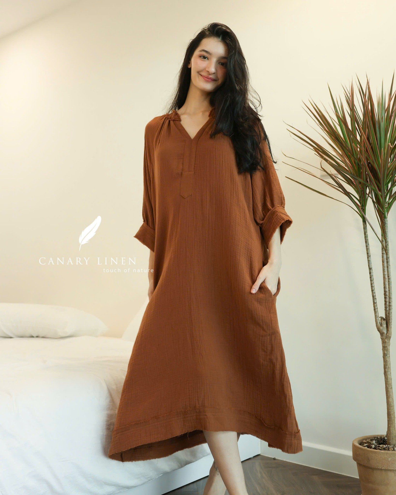  Clara Dress - Nâu cà phê 