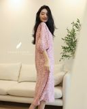  Flora Dress - Hoa trắng nền hồng 