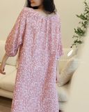  Flora Dress - Hoa trắng nền hồng 