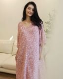  Flora Dress - Hoa trắng nền hồng 