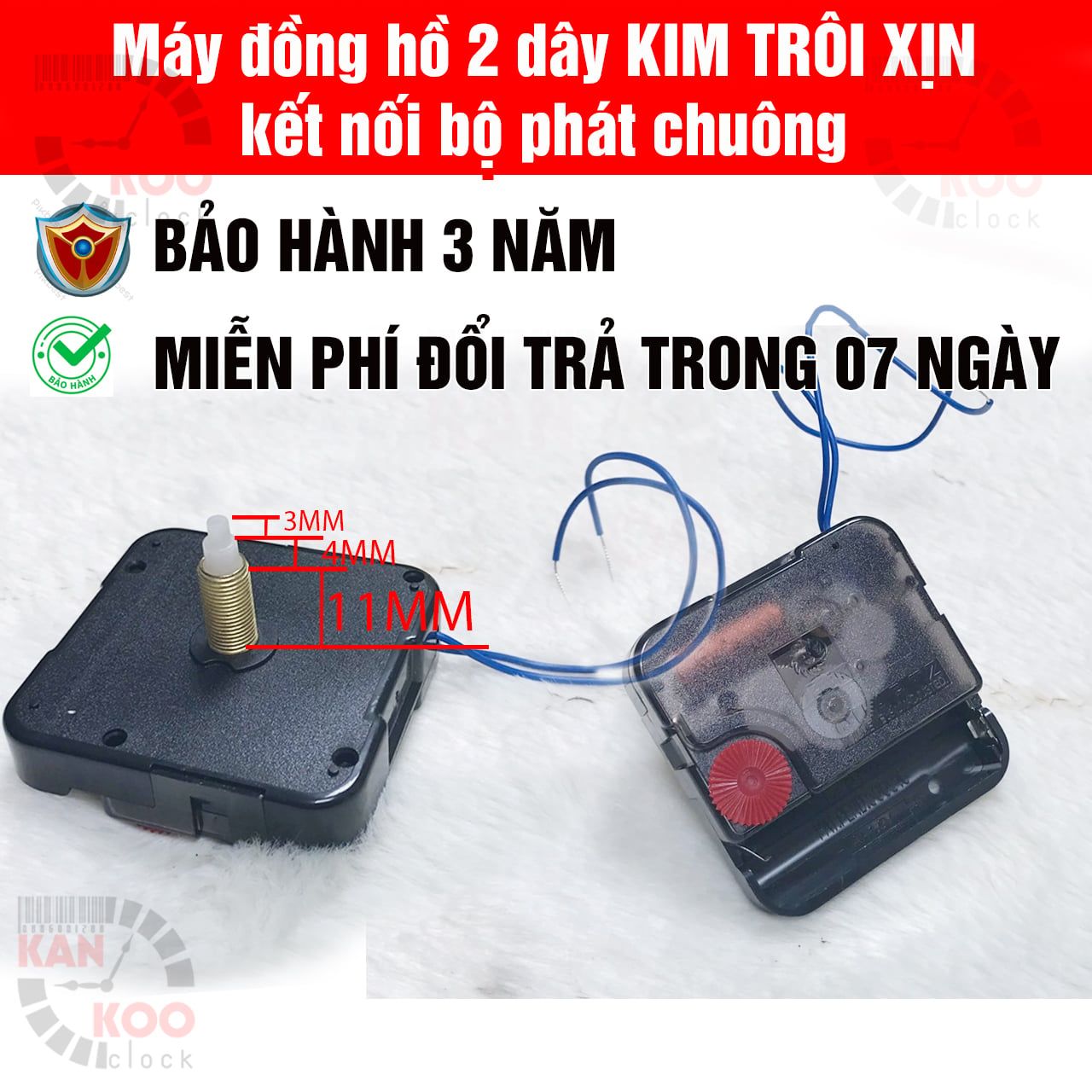  Máy đồng hồ treo tường KIM TRÔI CỐT DÀI có 2 dây gắn chung bộ phát nhạc chuông, điểm giờ loại XỊN 12888 bánh xe đỏ chính hãng Taiwan 