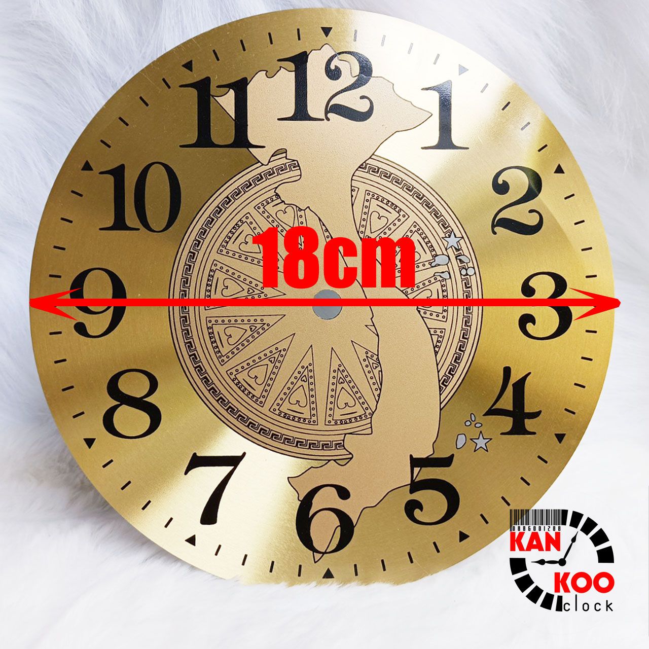  Mặt số đồng hồ treo tường hình trống đồng-bản đồ Việt Nam đường kính 18cm (D18), đường kính 20c cm (D20) 