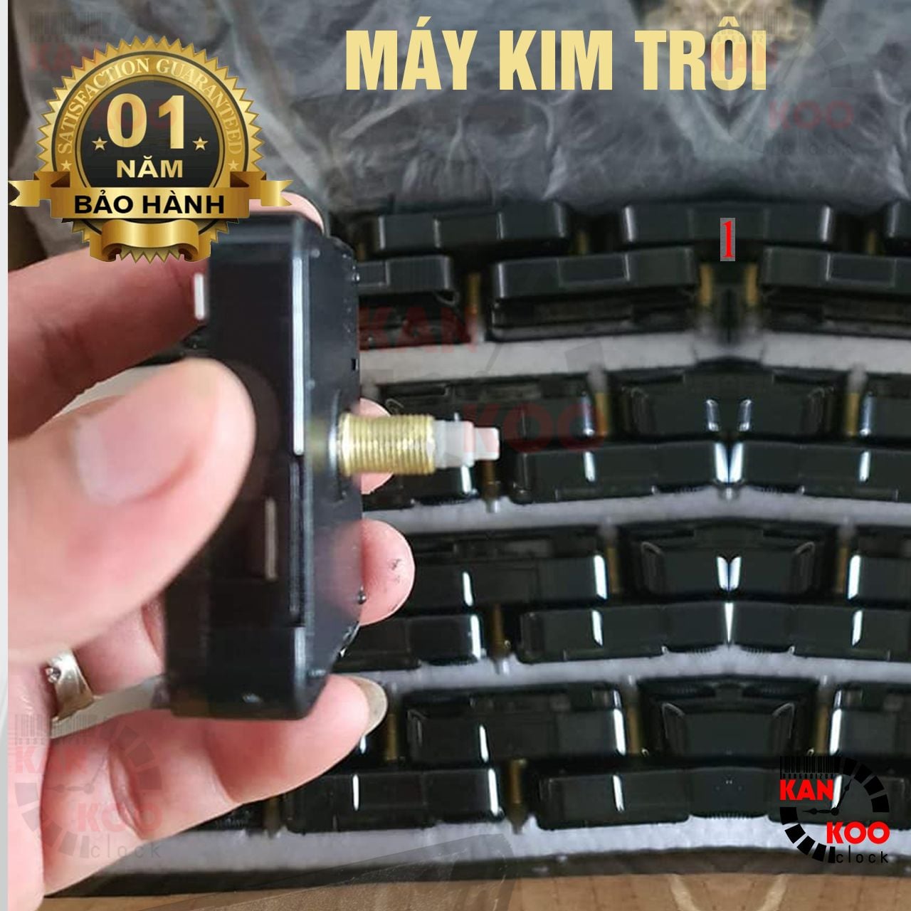  Máy đồng hồ treo tường  (KIM TRÔI)- Silent Quartz hiệu 6168s trục đồng dài 11mm (cốt cao 18mm) bảo hành 12 tháng 