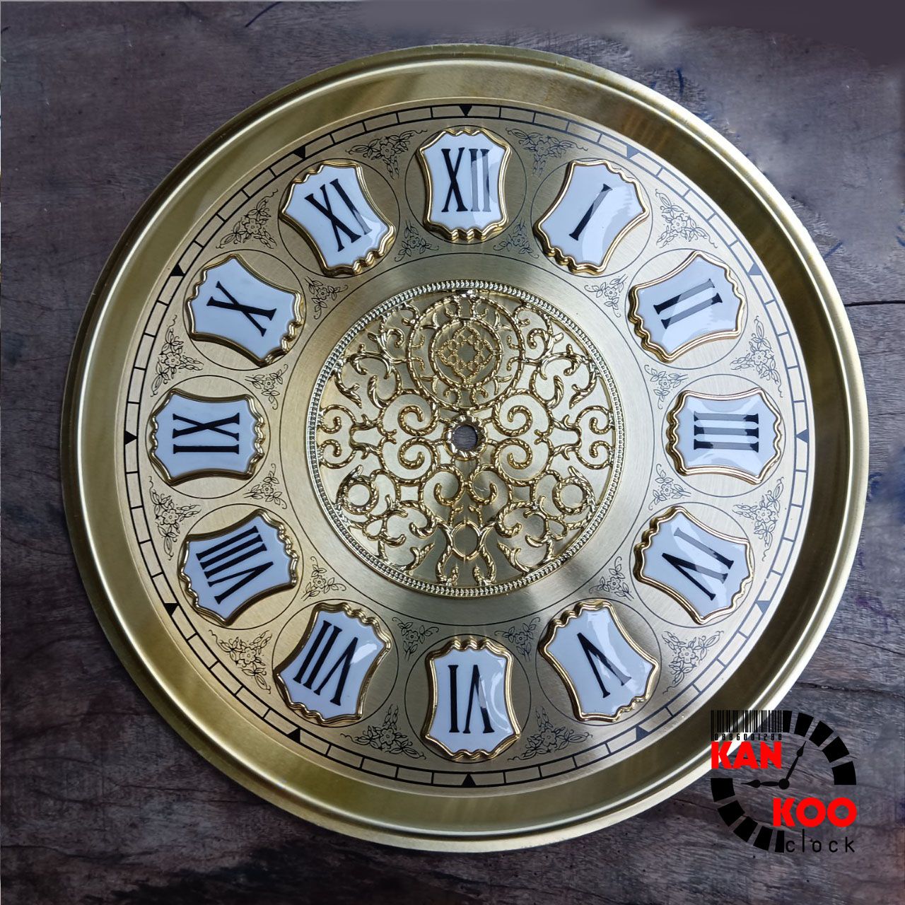  Mặt nhôm lắp đồng hồ tủ đứng-đồng hồ gỗ lũa đường kính 32cm (mặt ngọc) số nổi kiểu La Mã 