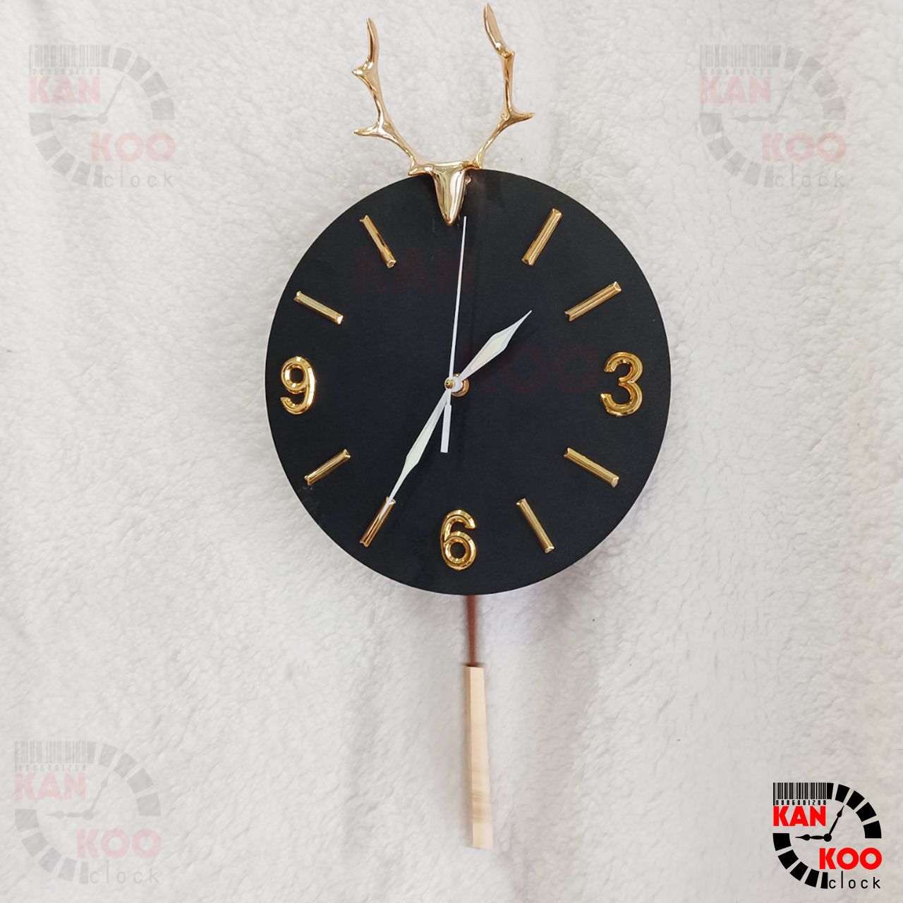  Đồng Hồ Treo Tường Nghệ Thuật  KIM TRÔI Quả Lắc -Hình Đầu Hươu (Nai) kim dạ quang phát sáng vào ban đêm 