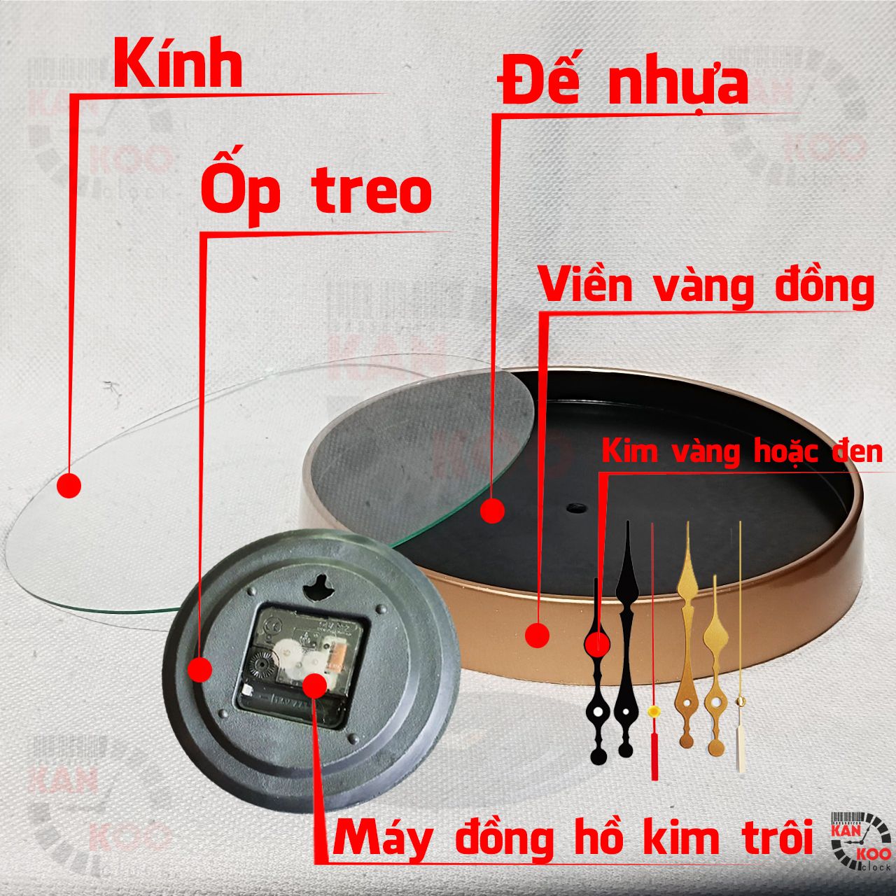  [COMBO 8] Bộ phụ kiện 06 món tự làm đồng hồ treo tường K30- 30 cm- viền mỏng SIÊU RẺ 