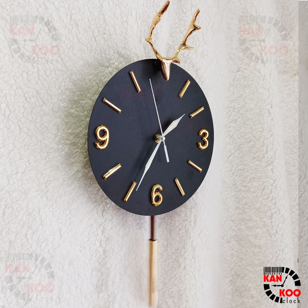  Đồng Hồ Treo Tường Nghệ Thuật  KIM TRÔI Quả Lắc -Hình Đầu Hươu (Nai) kim dạ quang phát sáng vào ban đêm 