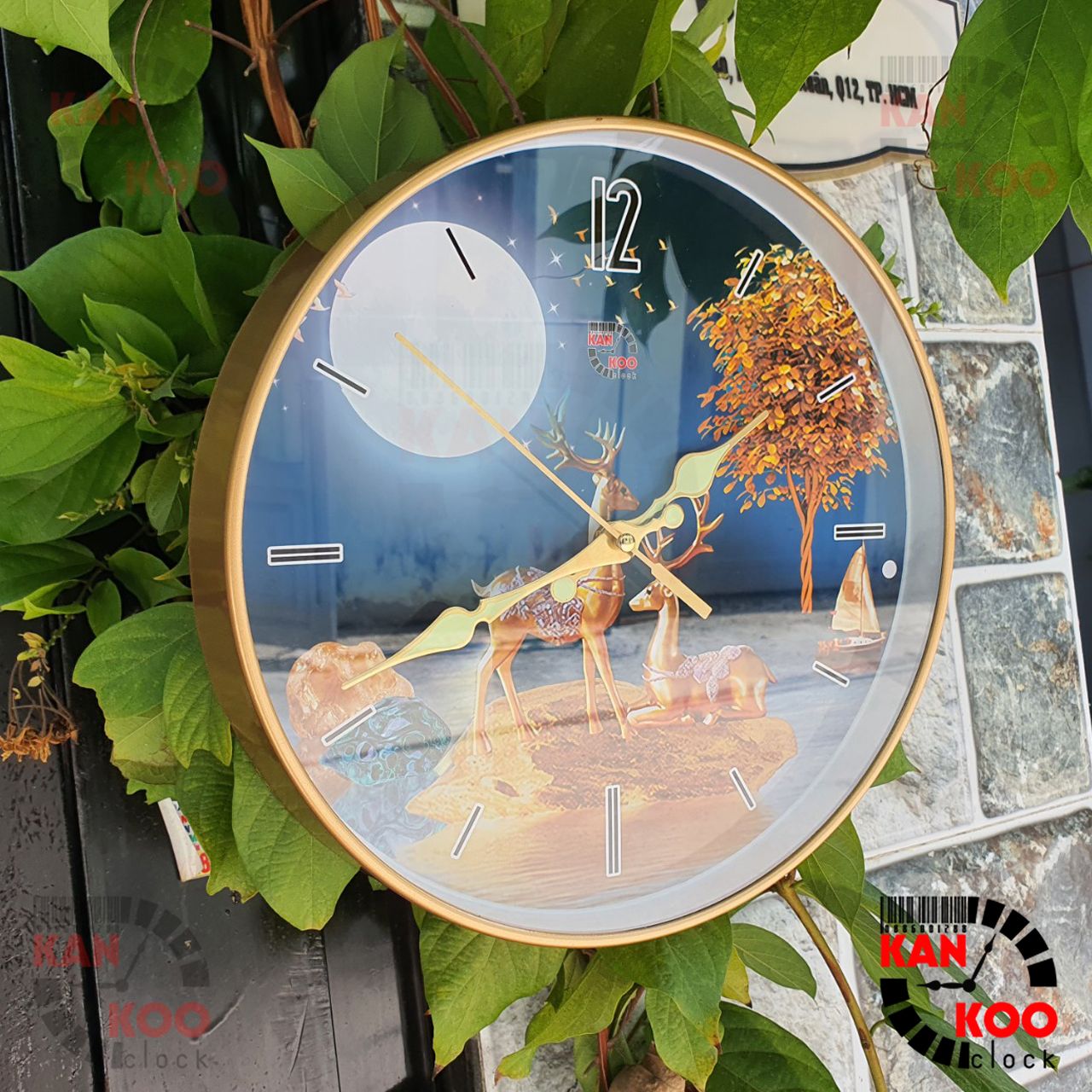  Đồng hồ treo tường viền mỏng, vàng đồng 30cm, KIM DẠ QUANG phát sáng lên đến 08 tiếng, máy kim trôi TAIWAN  bảo hành 03 NĂM 