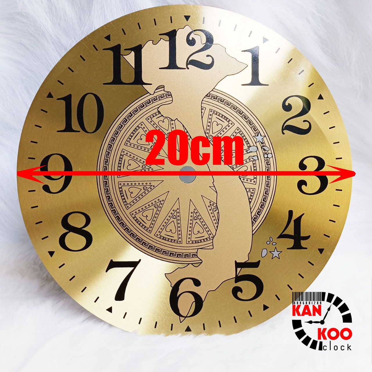  Mặt số đồng hồ treo tường hình trống đồng-bản đồ Việt Nam đường kính 18cm (D18), đường kính 20c cm (D20) 