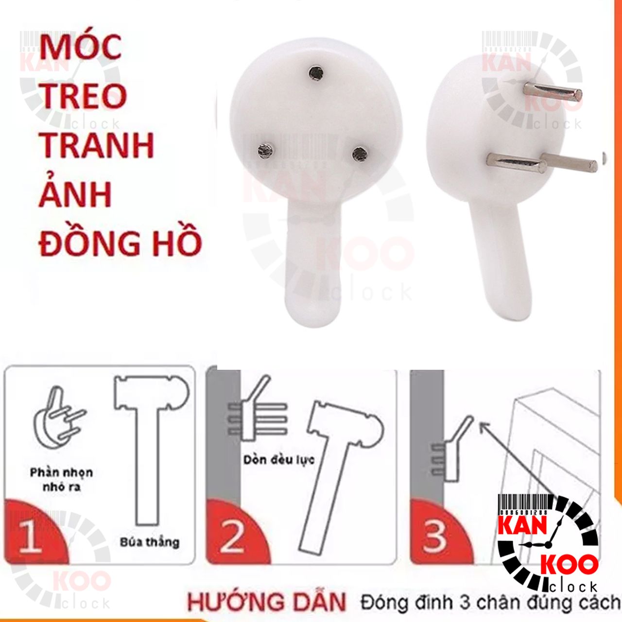 [COMBO] 5 Chiếc móc nhựa  dung treo đồng hồ treo tường, treo tranh, ảnh hoặc các dụng cụ khác 