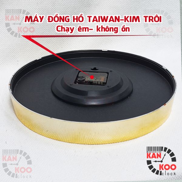  Đồng hồ treo tường 30cm viền XI VÀNG, máy kim trôi TAIWAN  bảo hành 03 NĂM 