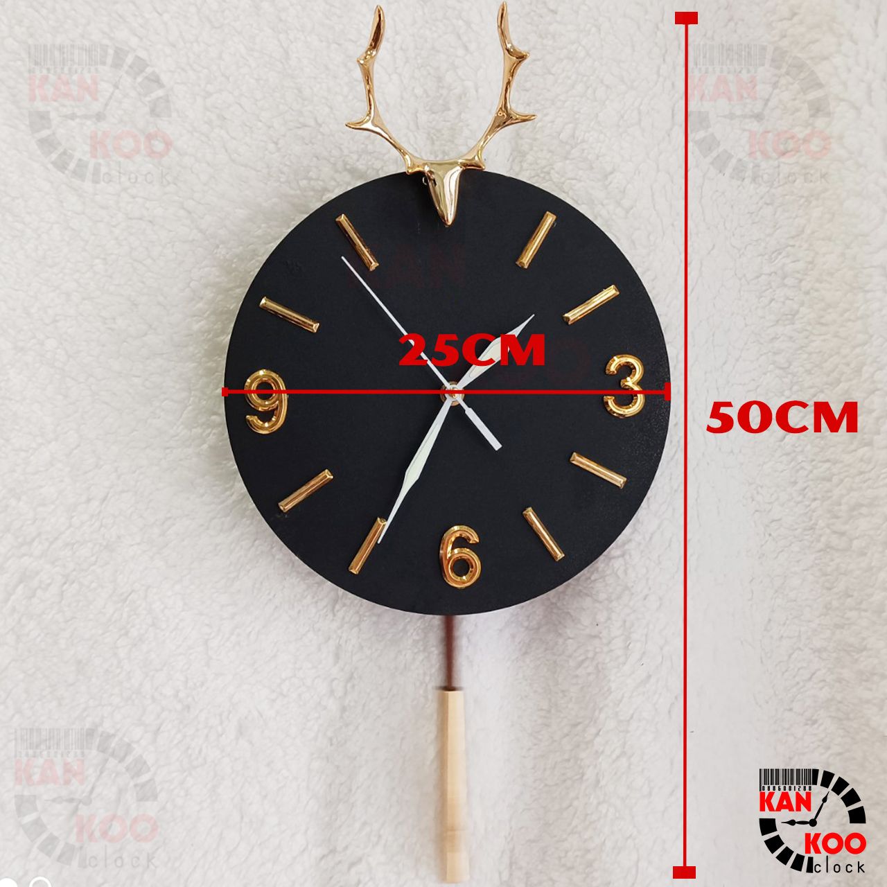  Đồng Hồ Treo Tường Nghệ Thuật  KIM TRÔI Quả Lắc -Hình Đầu Hươu (Nai) kim dạ quang phát sáng vào ban đêm 