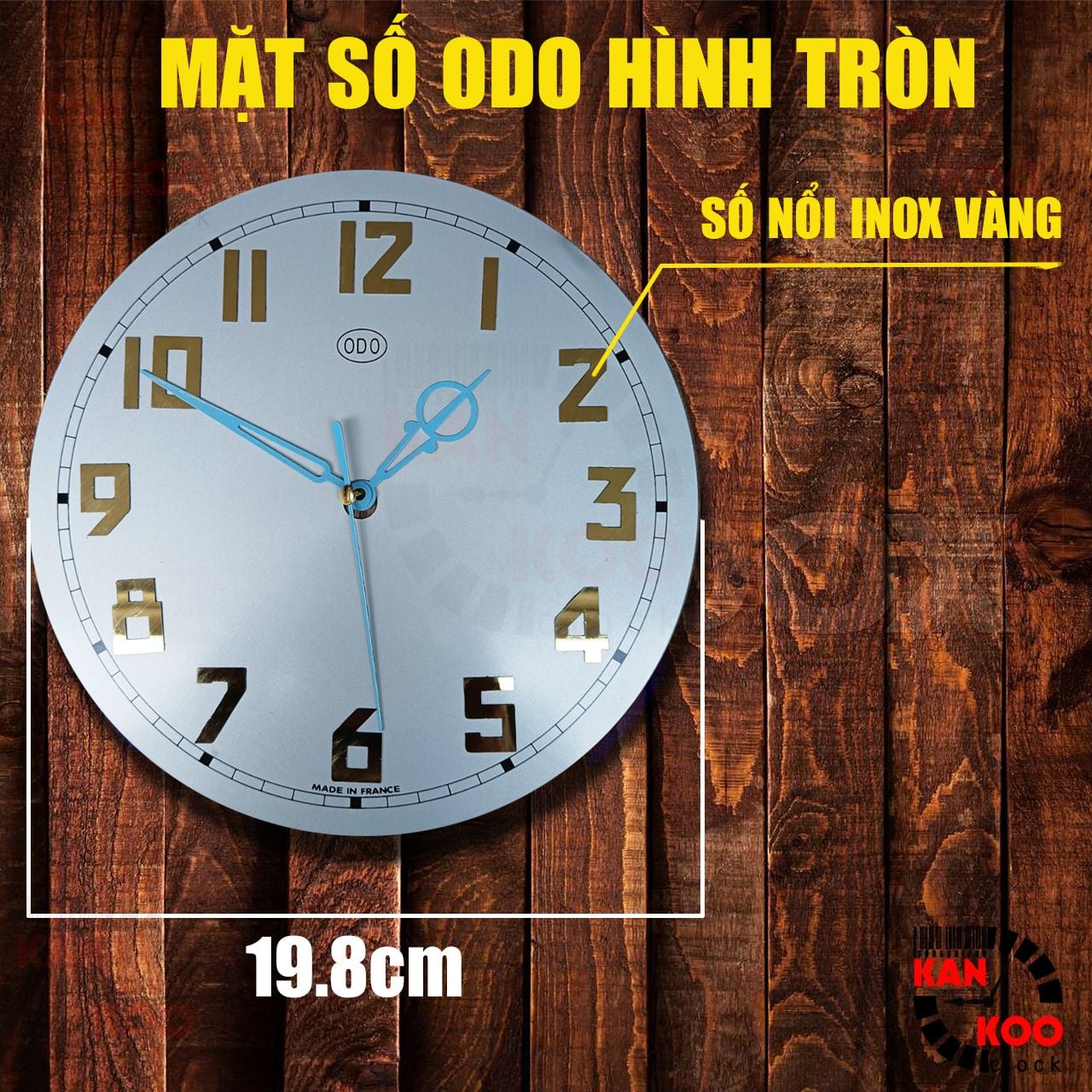  Mặt số nhôm đồng hồ Odo hình tro- số nổi kích thước 19.8cm Kankoo Clock 
