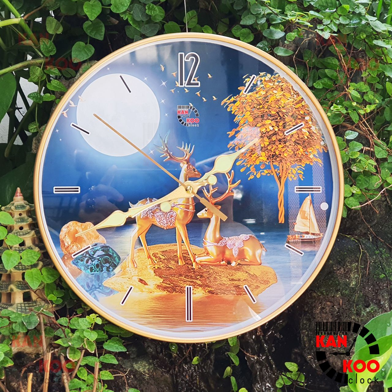  Đồng hồ treo tường viền mỏng, vàng đồng 30cm, KIM DẠ QUANG phát sáng lên đến 08 tiếng, máy kim trôi TAIWAN  bảo hành 03 NĂM 