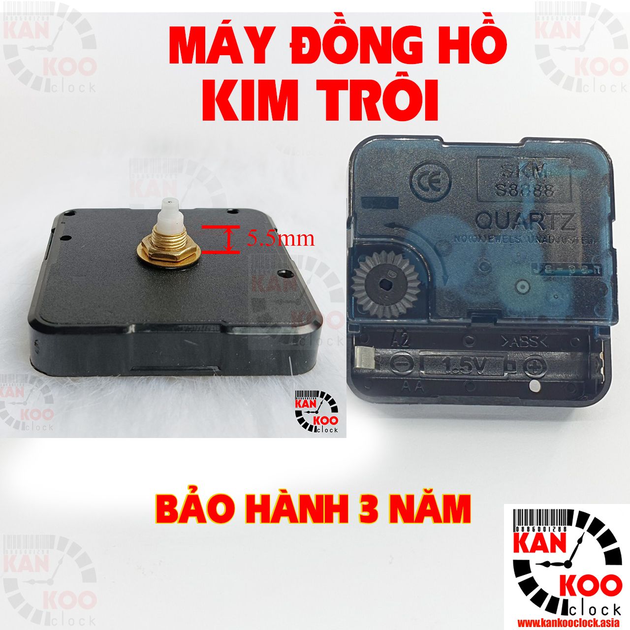  Máy đồng hồ kim trôi trục đồng 5mm - loại xịn bảo hành 5 năm JAPAN SKM-S8888 