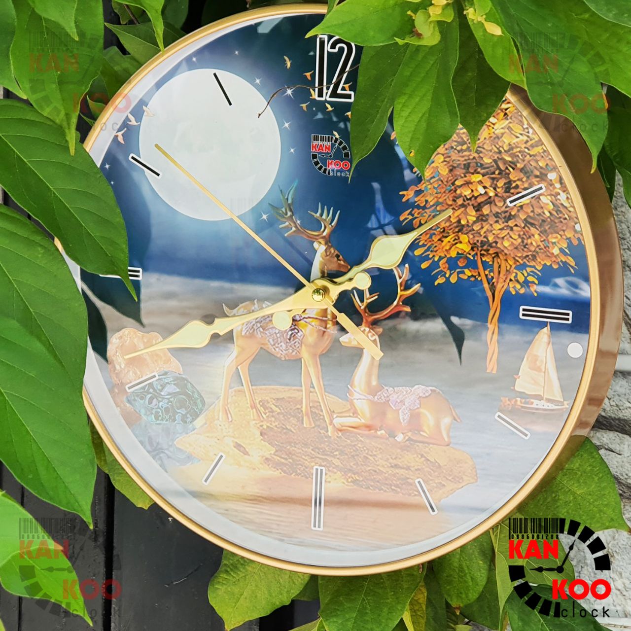  Đồng hồ treo tường viền mỏng, vàng đồng 30cm, KIM DẠ QUANG phát sáng lên đến 08 tiếng, máy kim trôi TAIWAN  bảo hành 03 NĂM 
