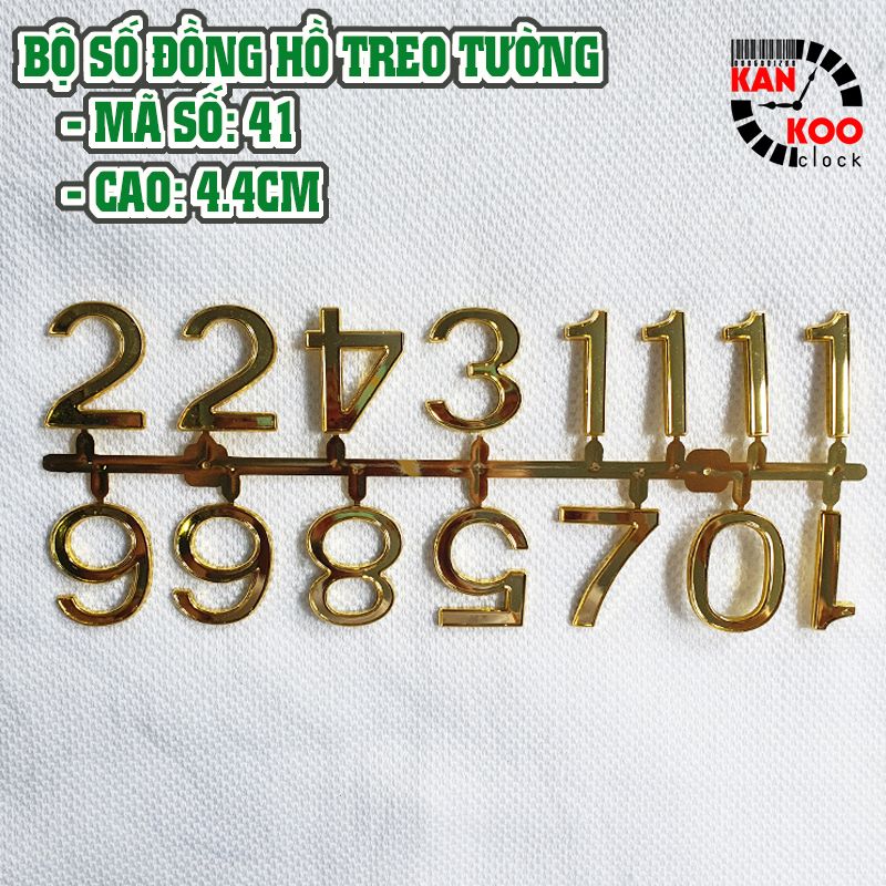 Bộ số xi vàng 12 số kiểu học trò gắn đồng hồ treo tường cao 4.4cm (tương đương 4.5cm) bảo hành 3 năm mã số 41 