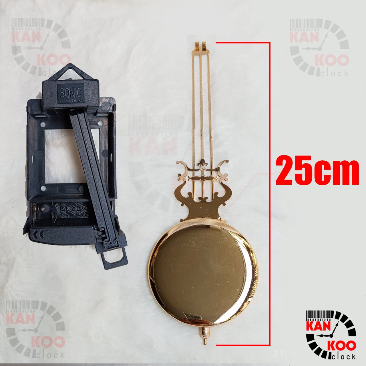  Cây lắc dao động xi vàng 25cm, dùng cho đồng hồ treo tường, đồng hồ gỗ, gỗ lũa 