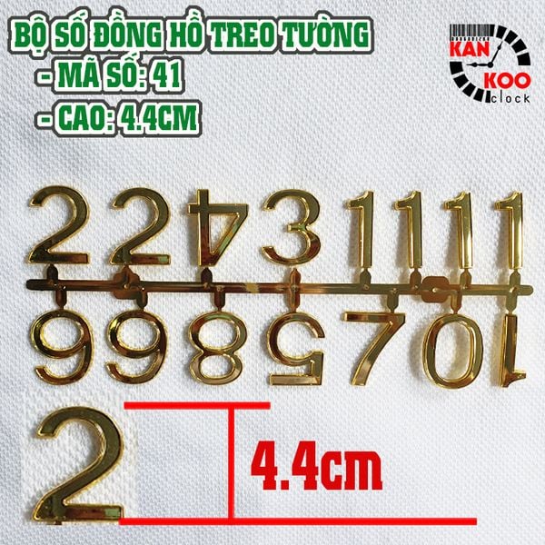  Bộ số xi vàng 12 số kiểu học trò gắn đồng hồ treo tường cao 4.4cm (tương đương 4.5cm) bảo hành 3 năm mã số 41 