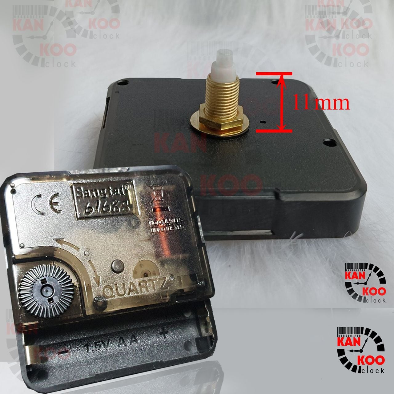  Máy đồng hồ treo tường  (KIM TRÔI)- Silent Quartz hiệu 6168s trục đồng dài 11mm (cốt cao 18mm) bảo hành 12 tháng 