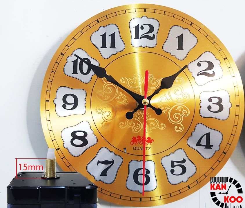  [COMBO 03 MÓN] Bộ máy đồng hồ treo tường kim trôi cốt 22 (trục đồng dài 15mm),  mặt đồng hồ nhôm D20, kim đồng hồ 