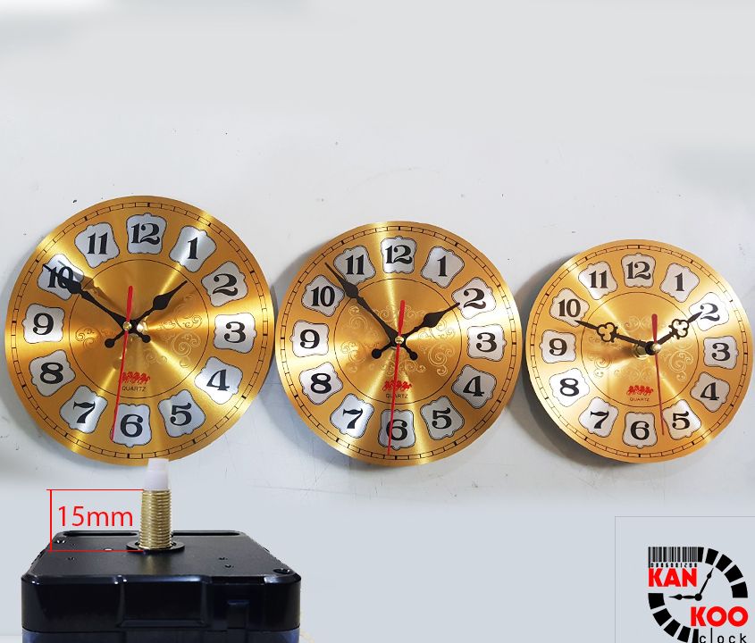  [COMBO 03 MÓN] Bộ máy đồng hồ treo tường kim trôi cốt 22 (trục đồng dài 15mm),  mặt đồng hồ nhôm D20, kim đồng hồ 